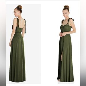 Dessy bridesmaid dress size M whisper satin olive green
